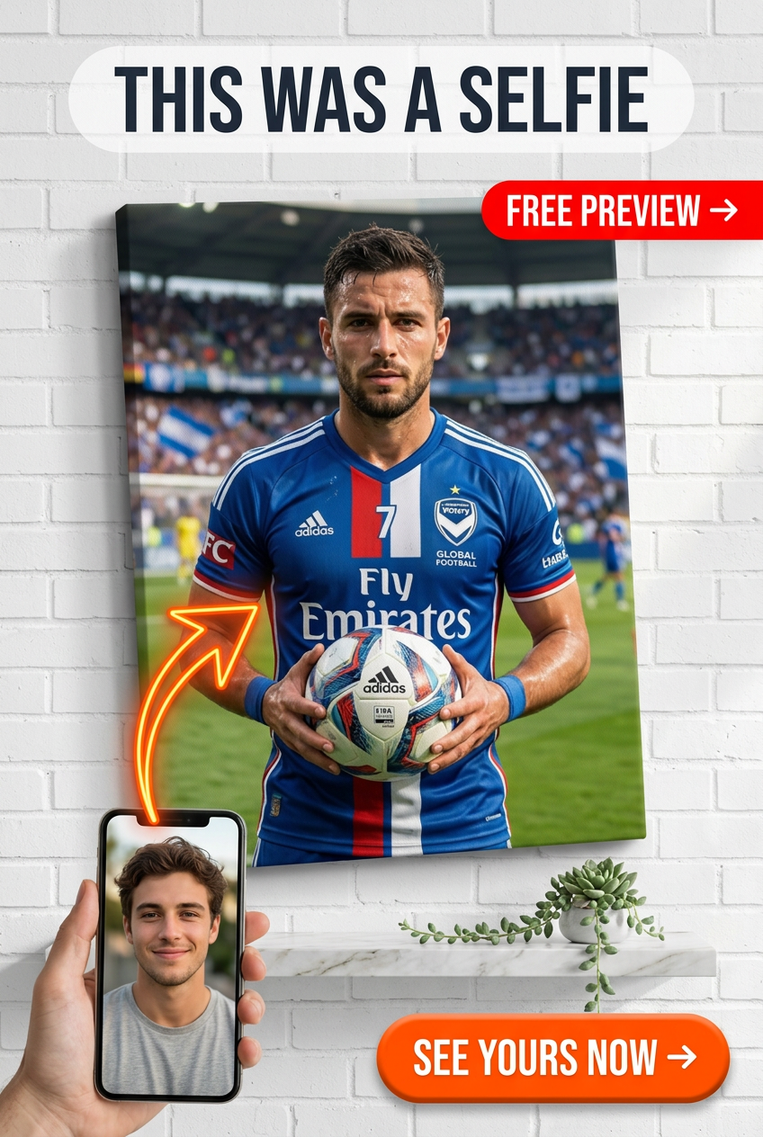 Custom Soccer Man Portrait — Heroic Stadium Canvas from Photo