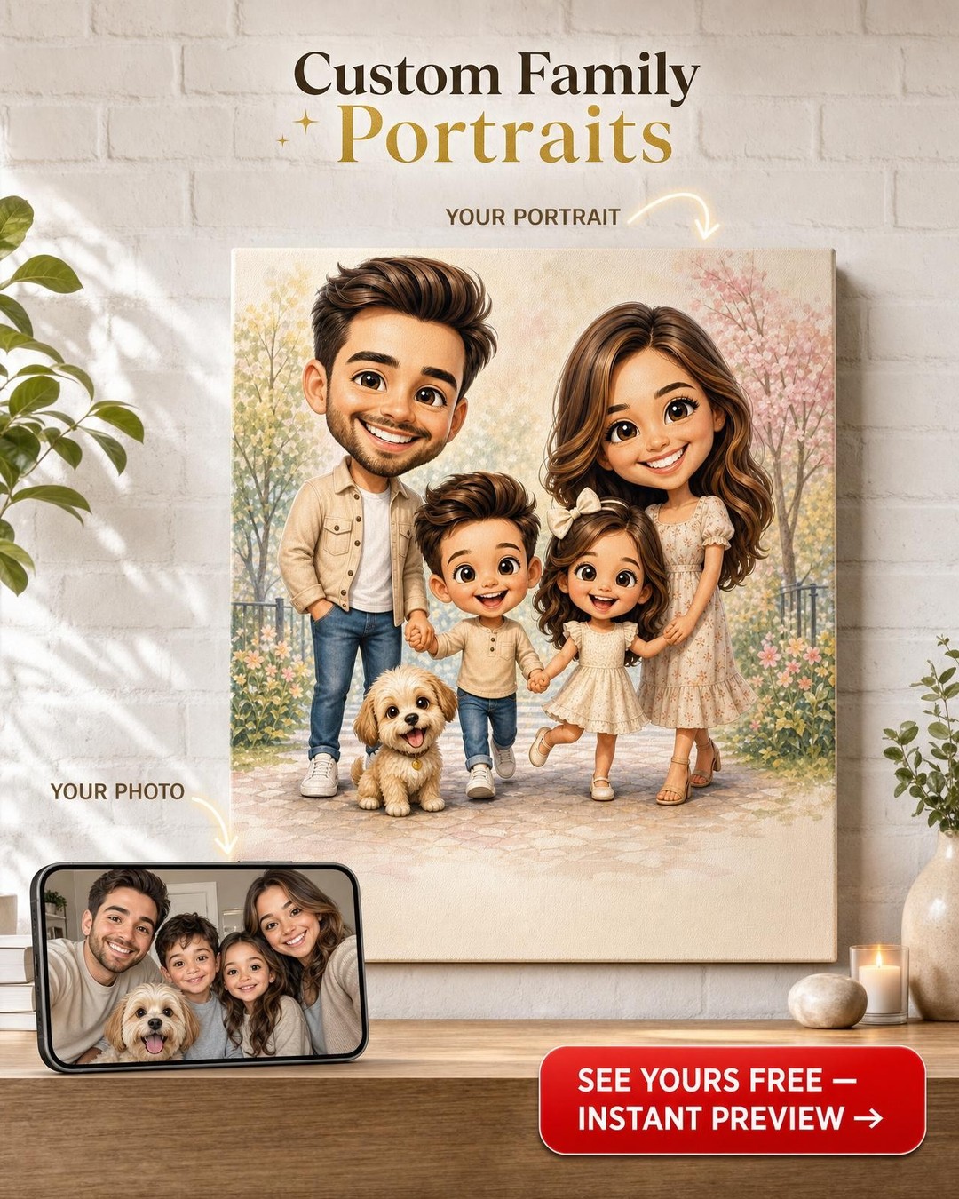 Whimsical Caricature Family Portrait