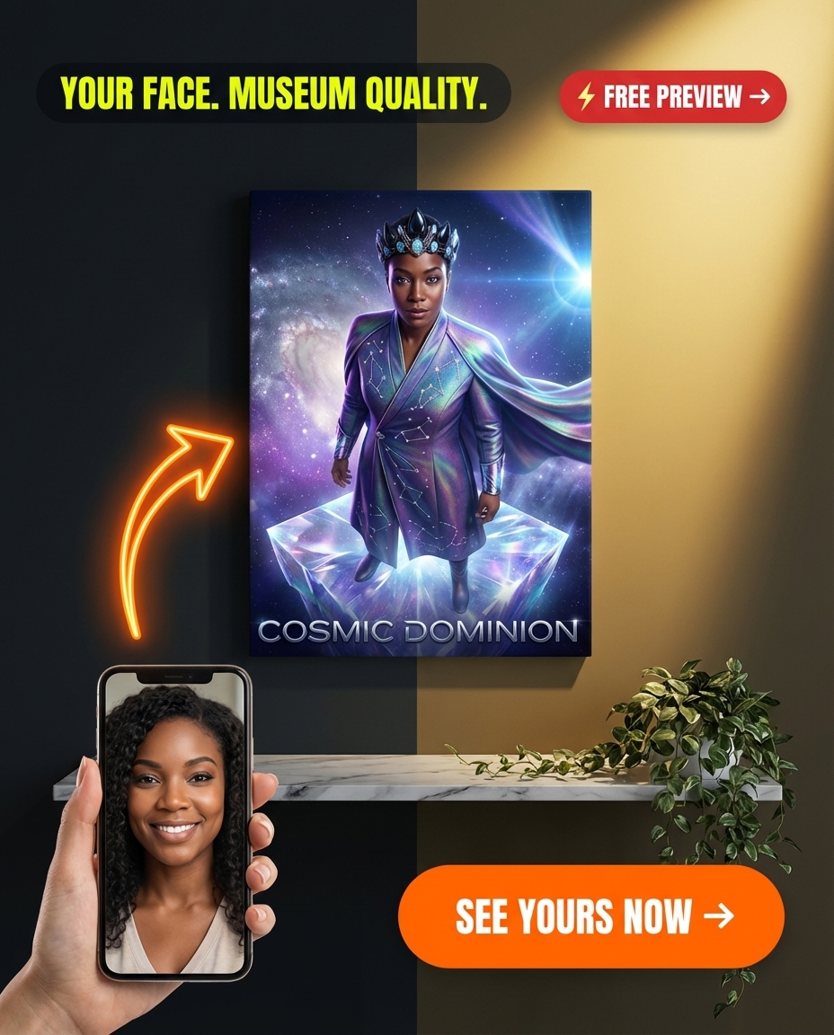 Custom Sci-Fi Woman Portrait — Heroic Galaxy Canvas Art