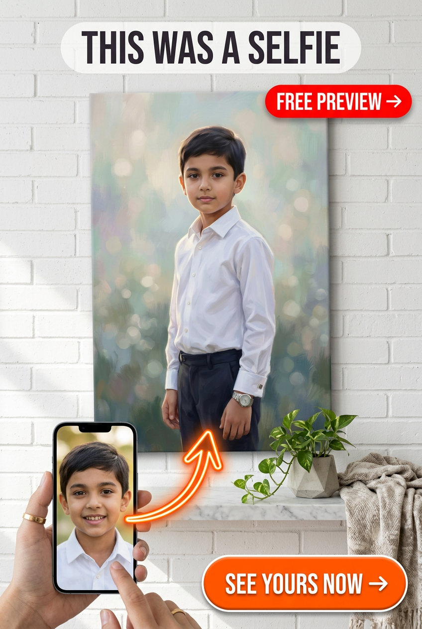 Custom Impressionist Boy Portrait — Serene Canvas Gift from Photo