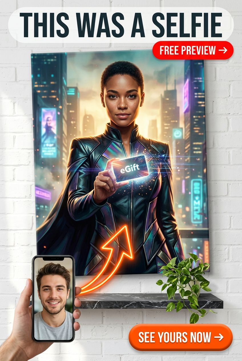 Custom Cyberpunk Single-Man Portrait — Whimsical Gift Canvas for Woman