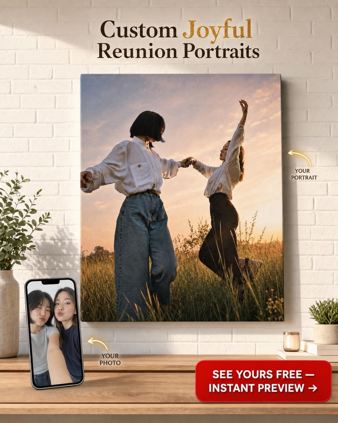 Premium Custom Portrait from Photo | Personalized Canvas Gift