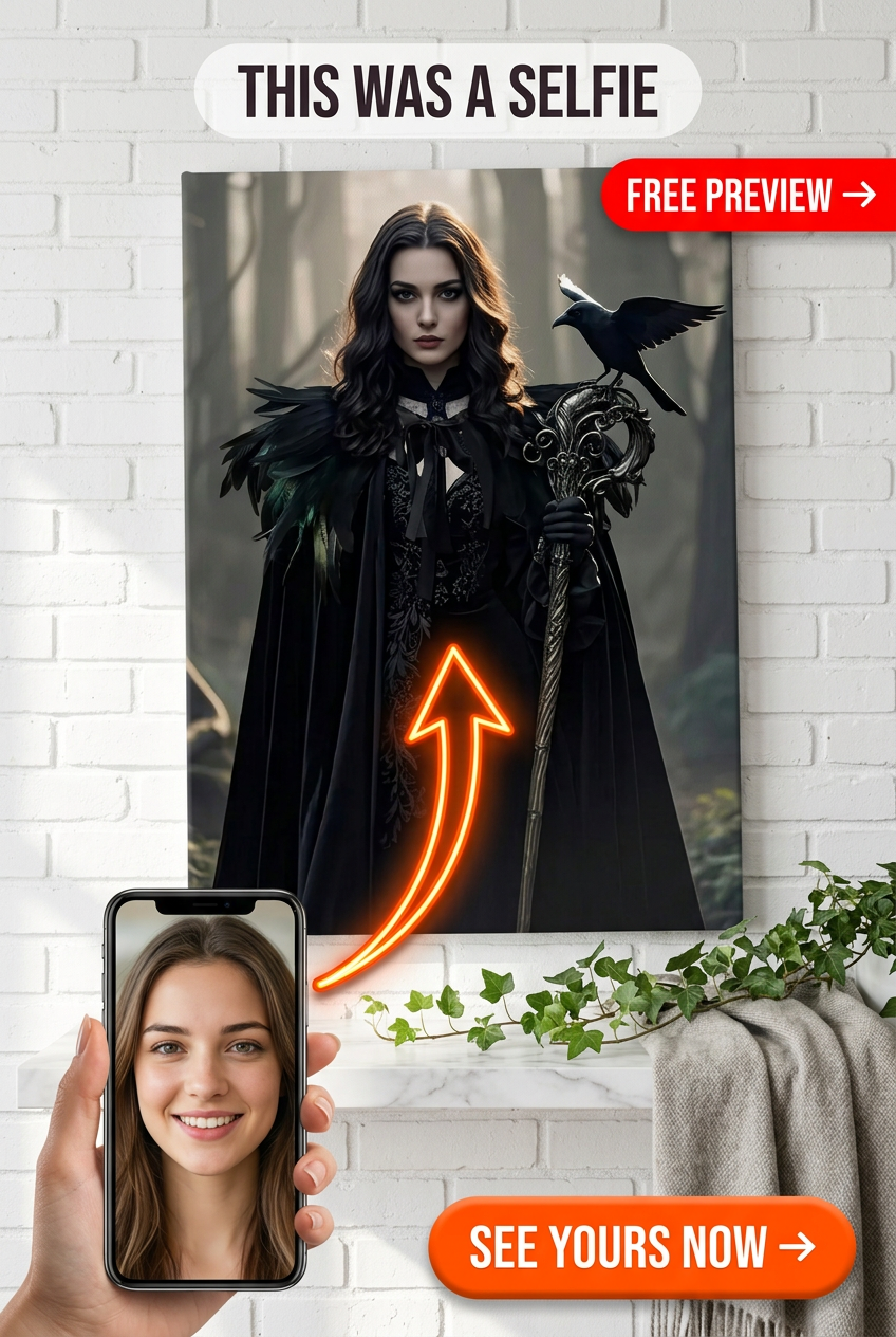 Retrato Personalizado com Fantasia Gótica a partir de Foto | Presente Personalizado para Ela