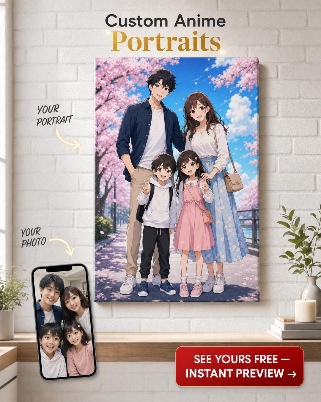 Anime Family Portrait - Cherry Blossom Style