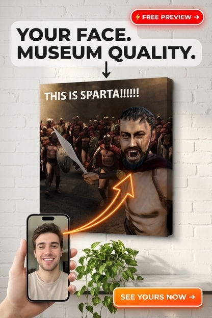 Spartan Custom Portrait from Photo | Personalized Gift for Him