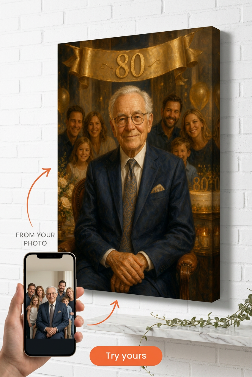 Custom Birthday Multi-Gen Portrait — Festive Family Celebration from Photo