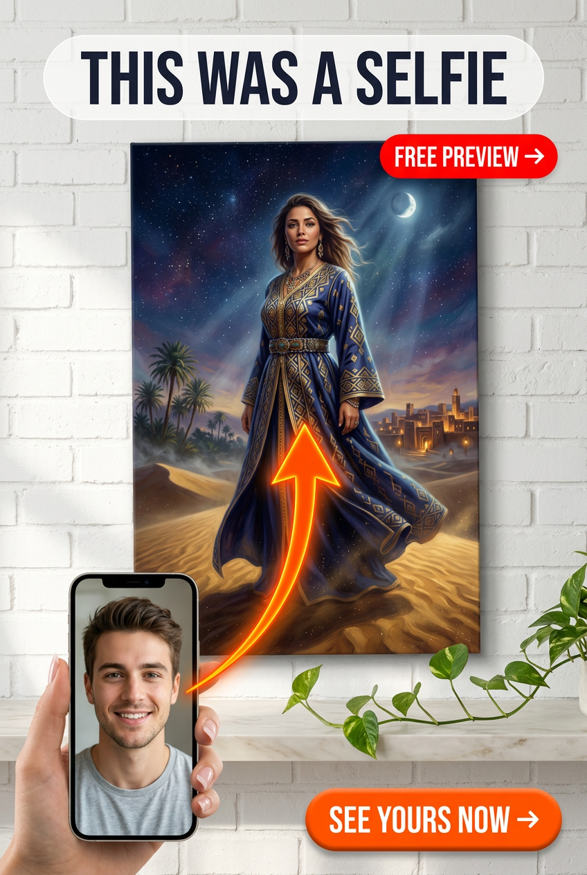 Custom Egyptian Woman Portrait — Regal Desert Canvas from Photo