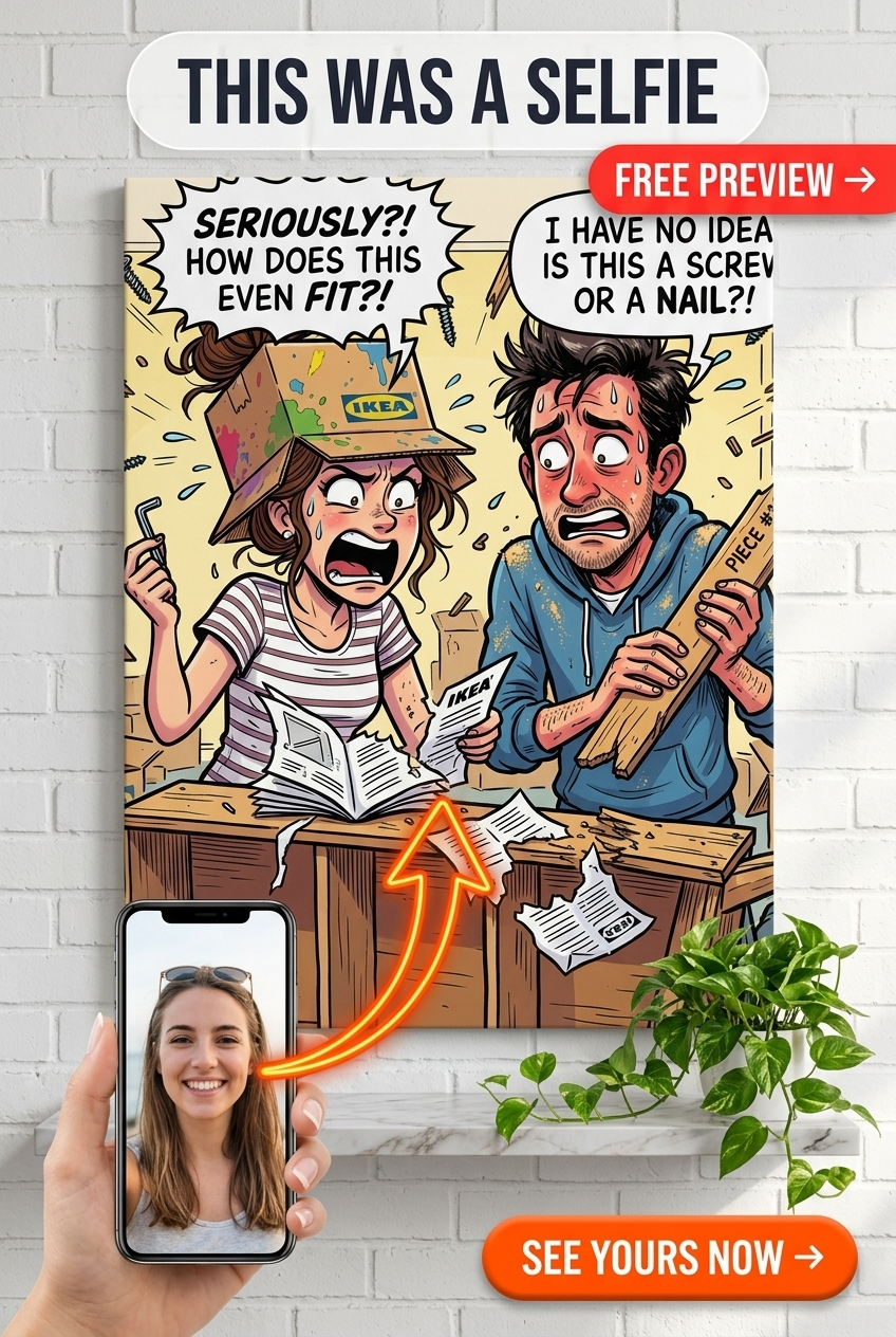 Custom Cartoon Couple Portrait — Whimsical Love from Photo Canvas