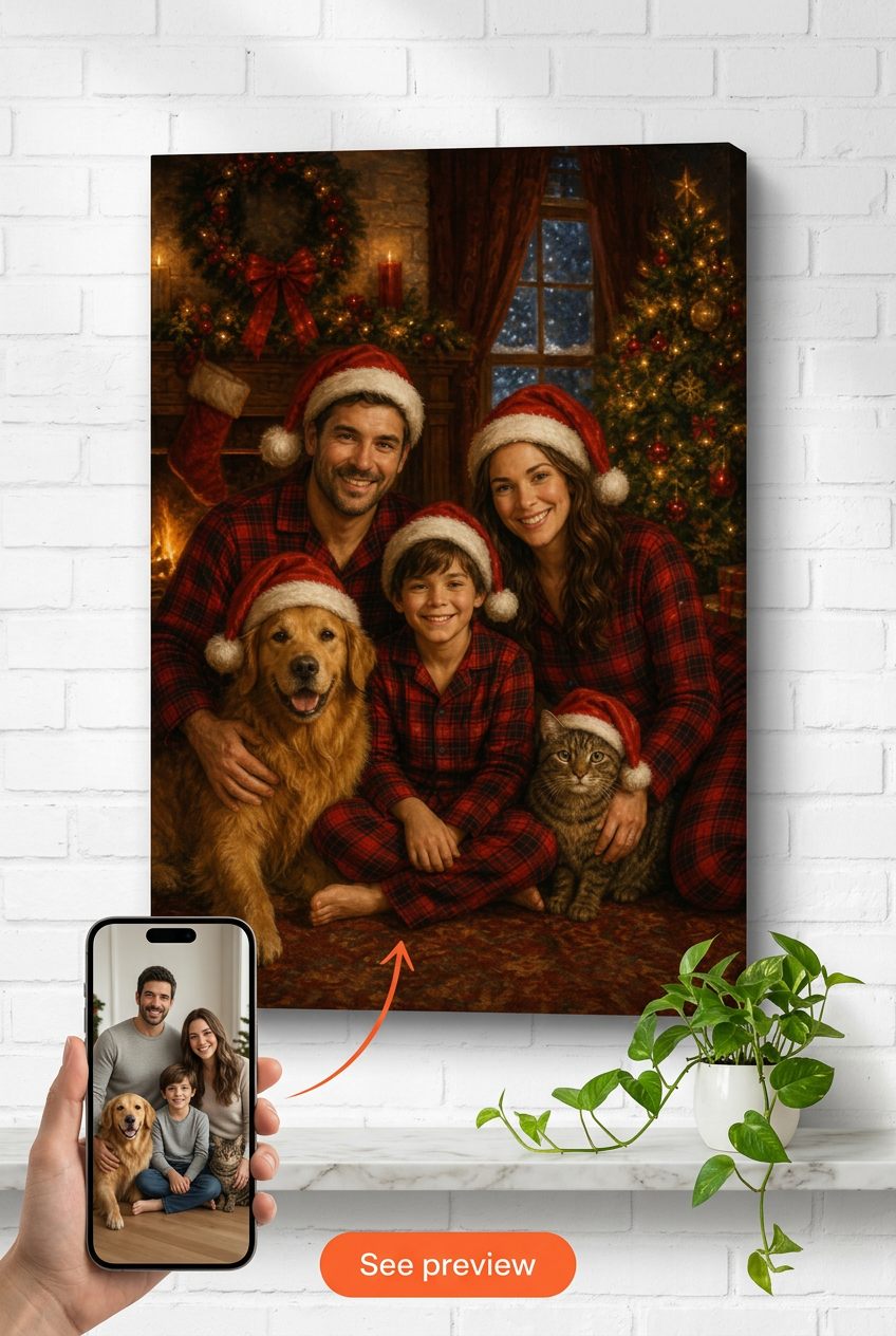 Christmas Family Custom Portrait | Premium Canvas Portraits