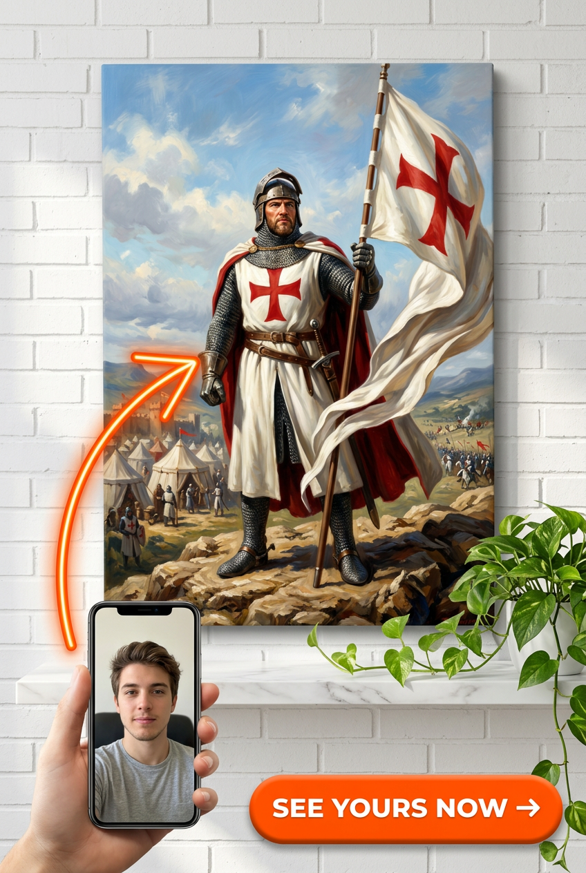 Custom Knight Portrait for Man — Heroic Armor Canvas
