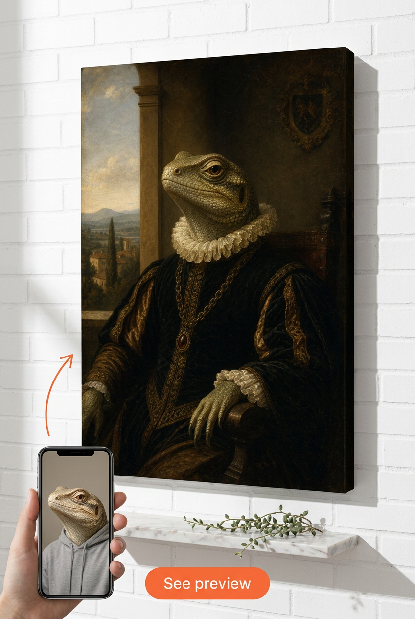 Custom Renaissance Cat Portrait — Regal Feline on Canvas