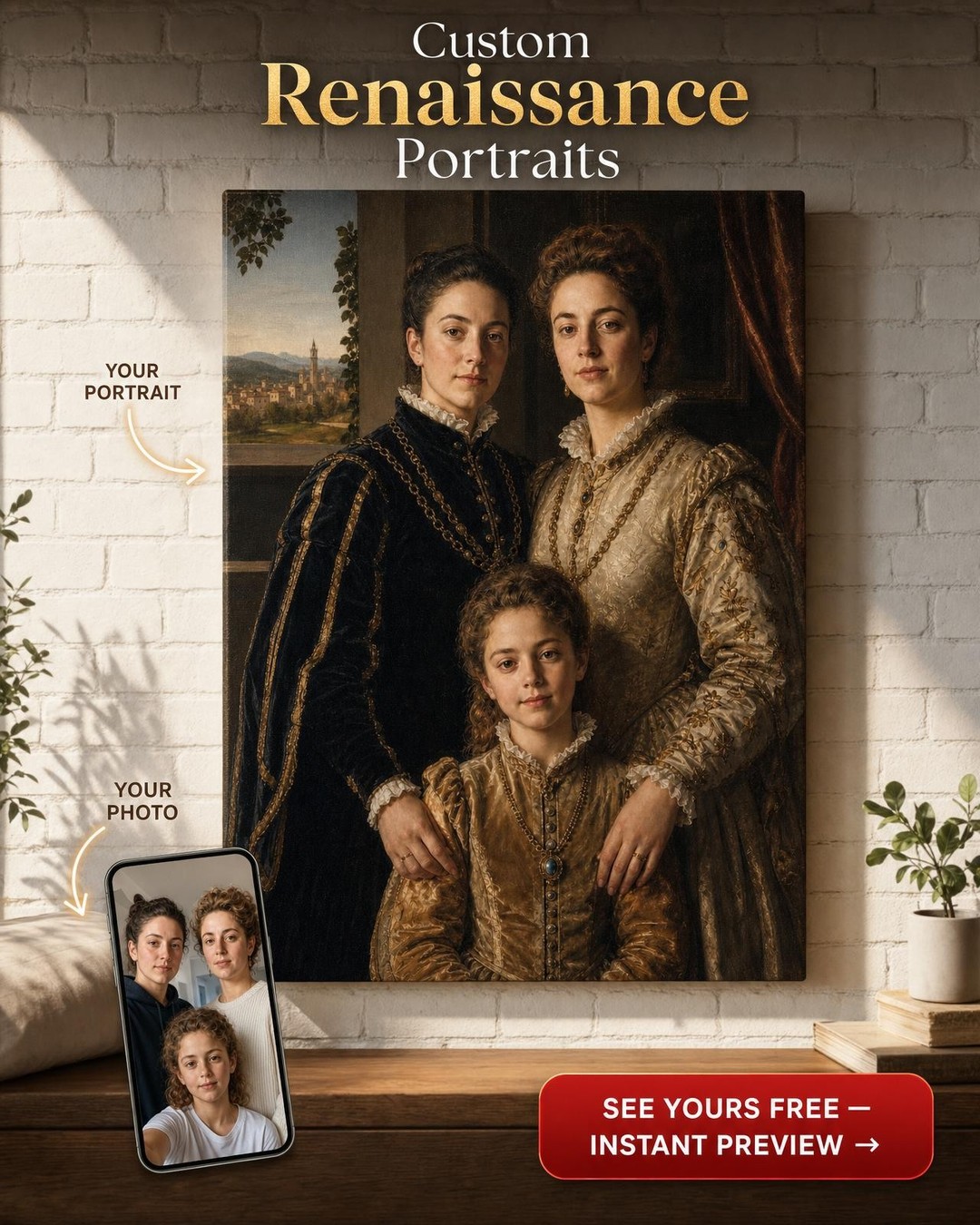 Custom Renaissance Family Portrait — Regal Canvas from Photo