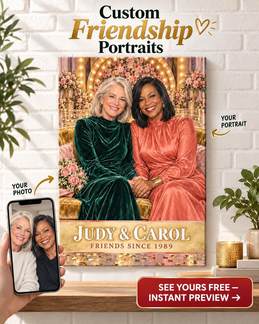 Best Friends Custom Portrait from Photo | Personalized Reality Star Gift