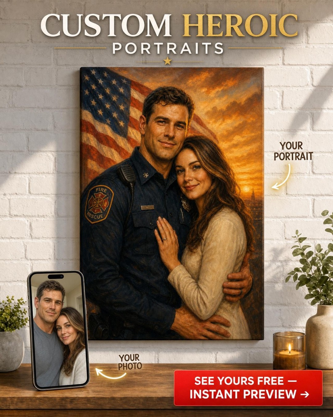 Romantic Firefighter Couple Portrait