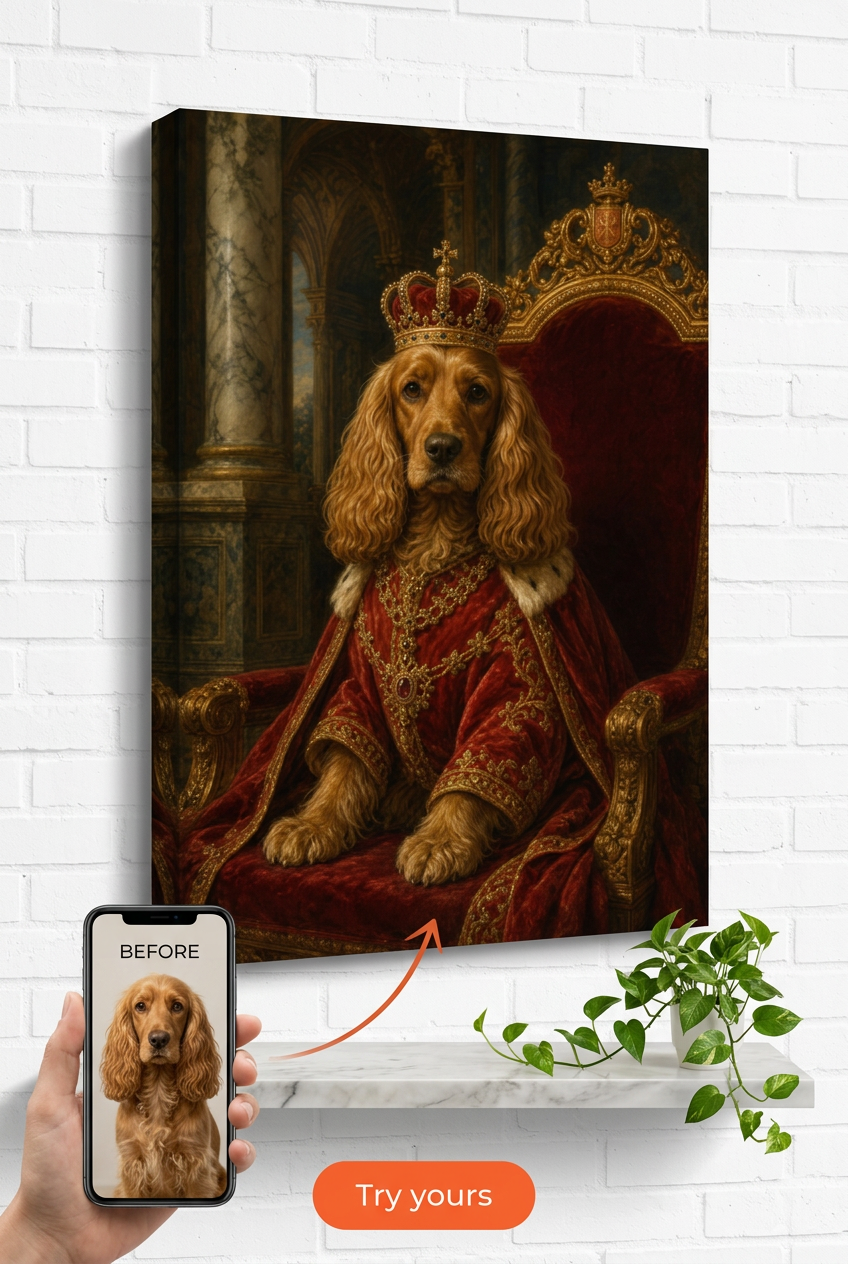 Cocker Spaniel Royal Portrait Custom Portrait from Photo | Personalized Undefined Gift