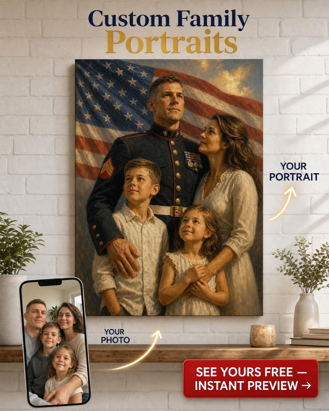 Heroic Custom Military Family Portraits