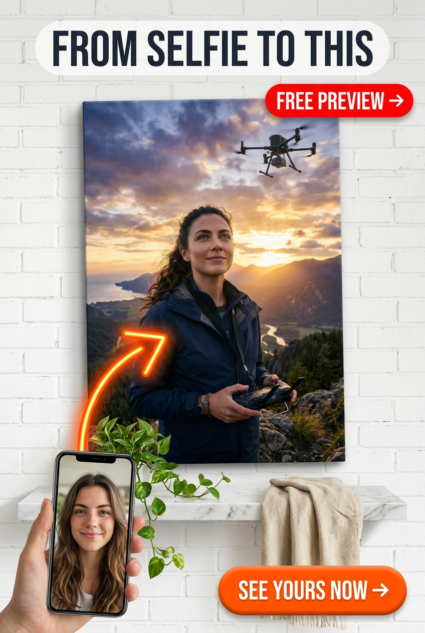 Custom Pilot Woman Portrait — Personalized Canvas from Photo