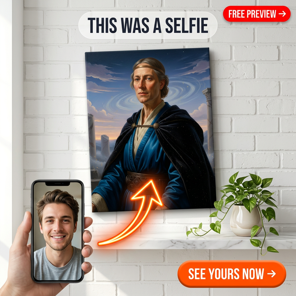 Custom Greek God Man Portrait — Regal Canvas from Photo
