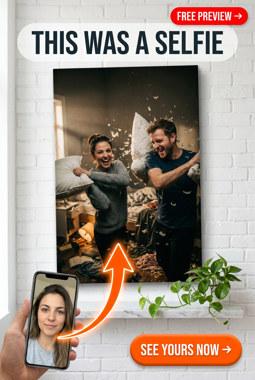 Custom Couple Portrait — Whimsical Family Canvas from Photo
