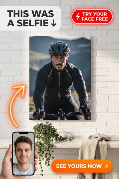 Custom Athlete Portrait — Heroic Cyclist Canvas for Him