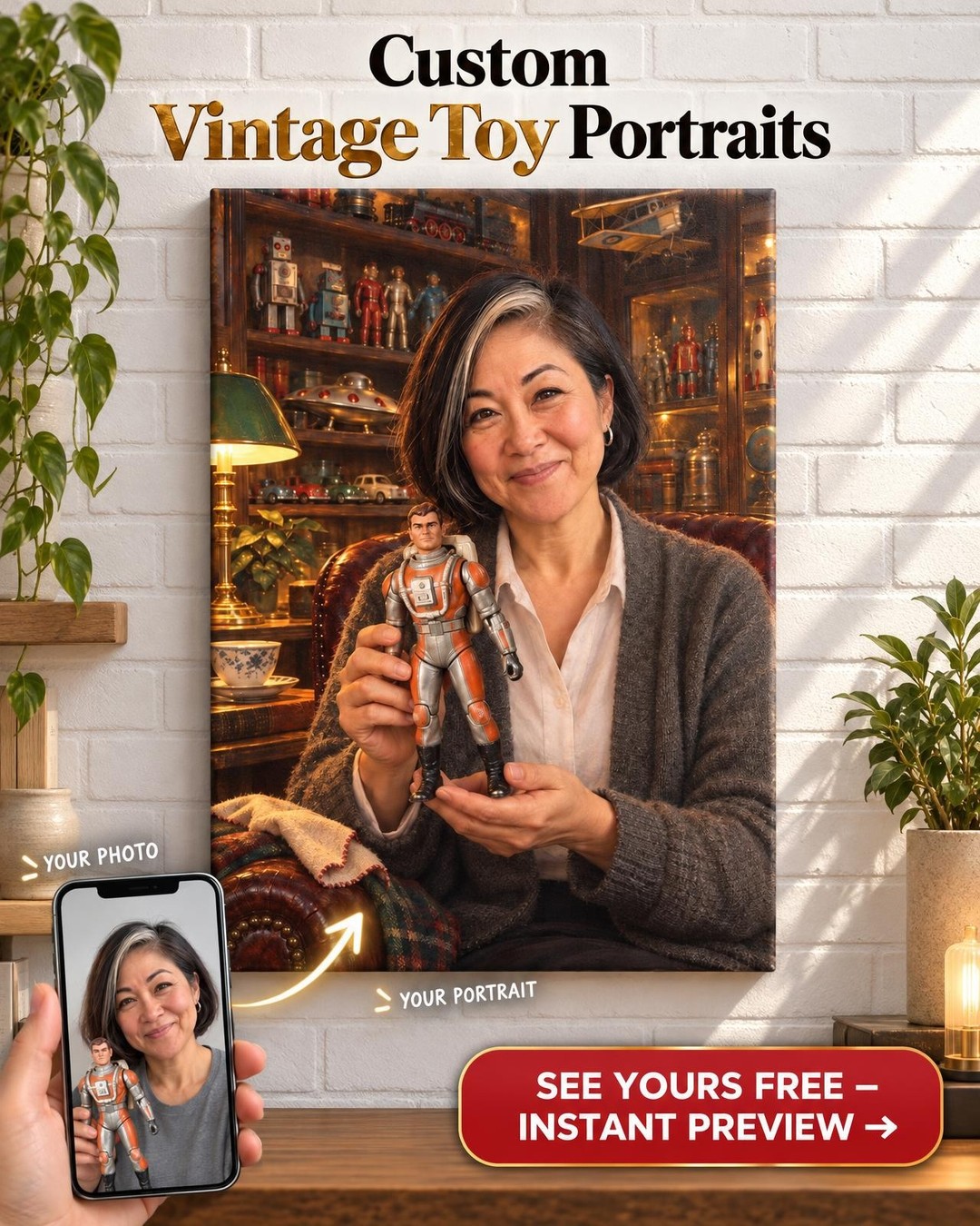 The Collector’s Den Custom Portrait from Photo | Personalized Toy Collector Gift