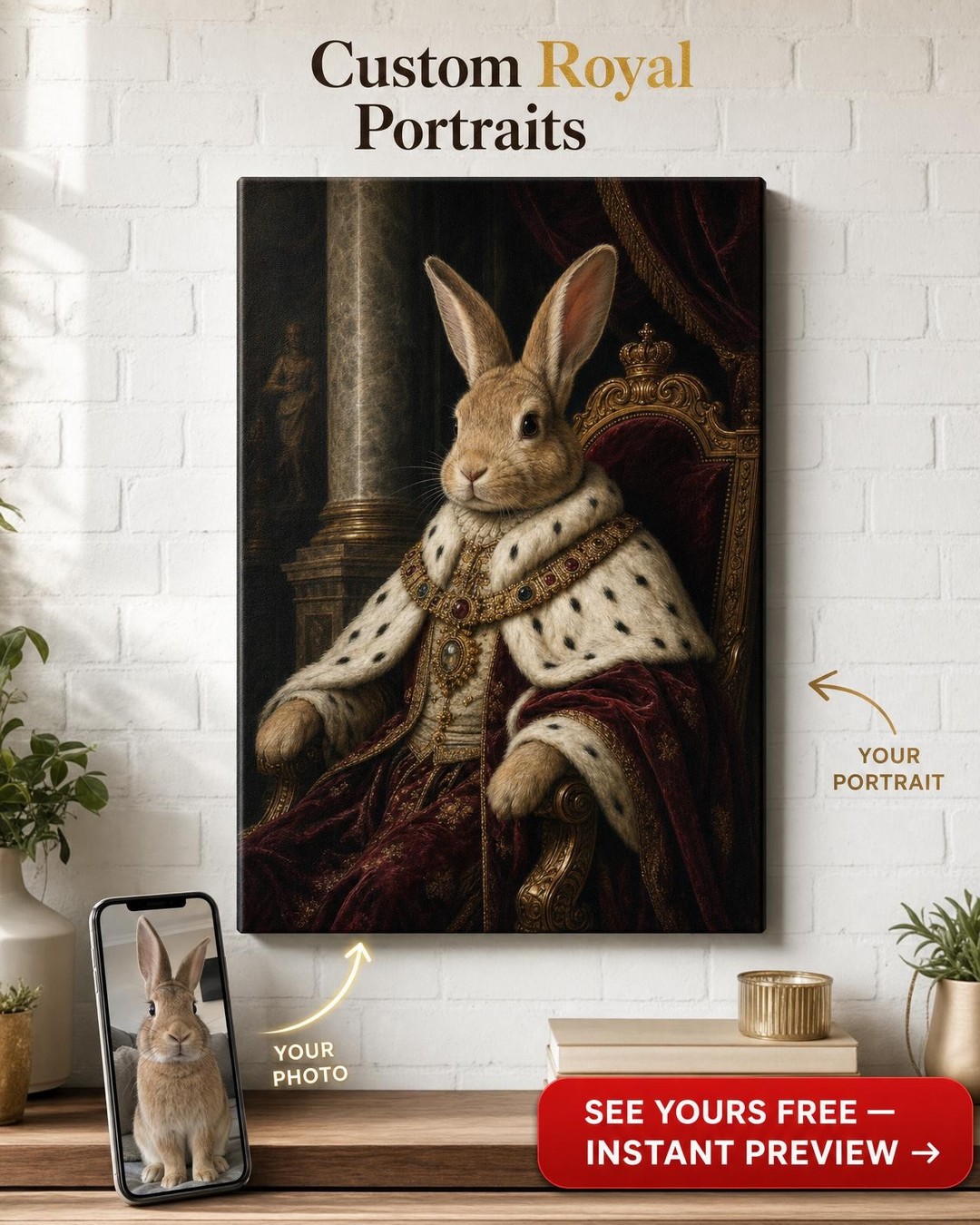 Regal Cat Portraits | Custom Royal Canvases