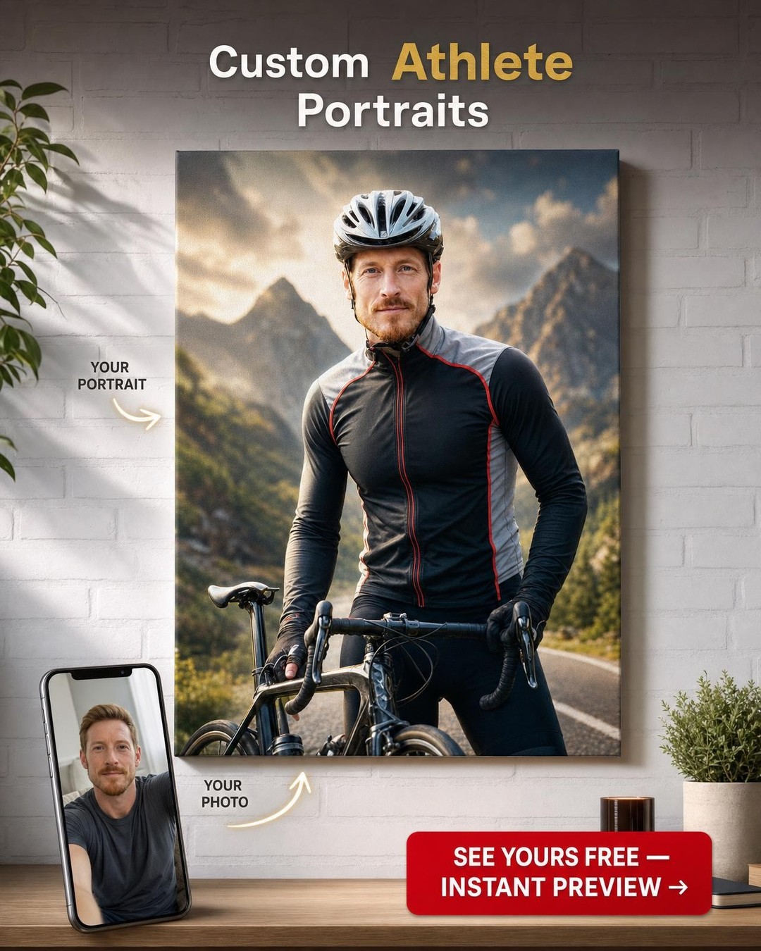 Personalized Athlete Portrait for Him