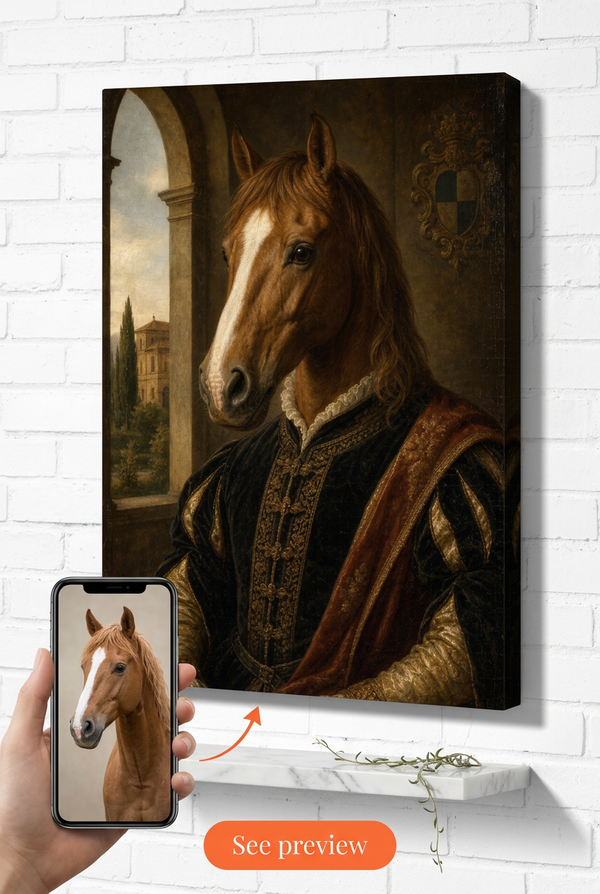 Custom Renaissance Dog Portrait — Regal Pet Canvas from Photo