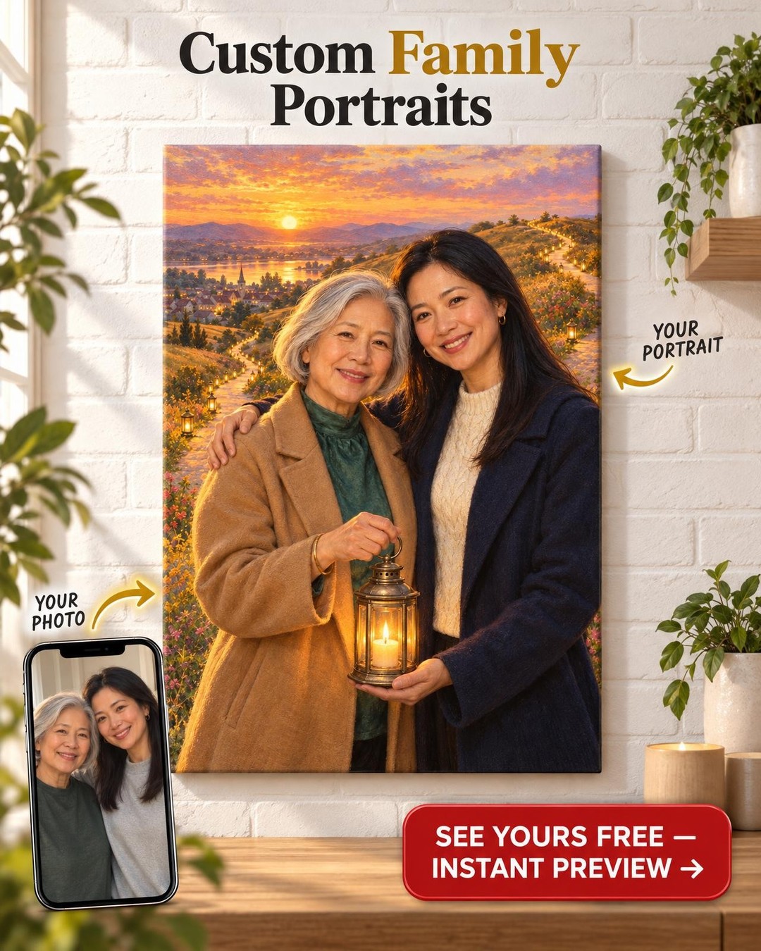 Passing the Light Custom Portrait from Photo | Personalized Trailblazer Gift