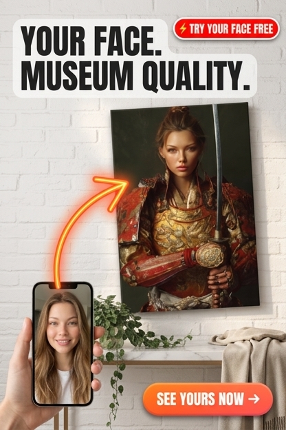 Portrait personnalisé inspiré des samouraïs à partir de photo | Cadeau personnalisé pour elle