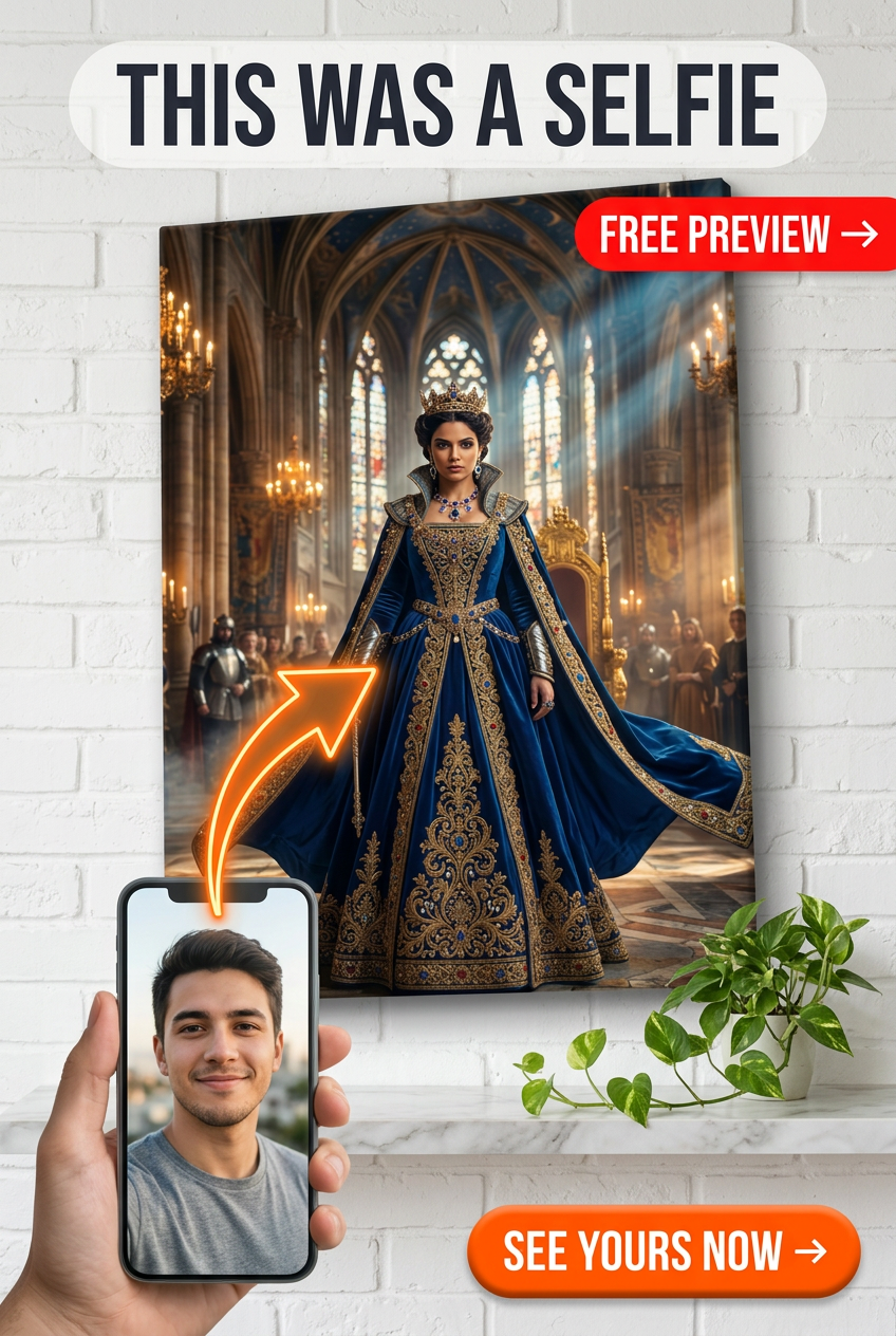 Custom Cowboy Woman Portrait — Regal Throne Canvas from Photo