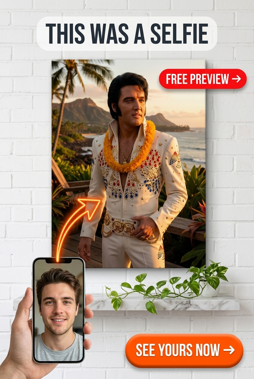 Custom Musician Man Portrait — Whimsical Tropical Canvas