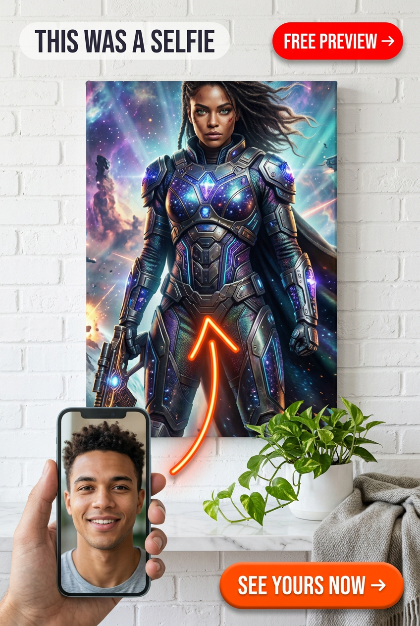 Custom Sci-Fi Portrait for Him — Heroic Armor Canvas from Photo