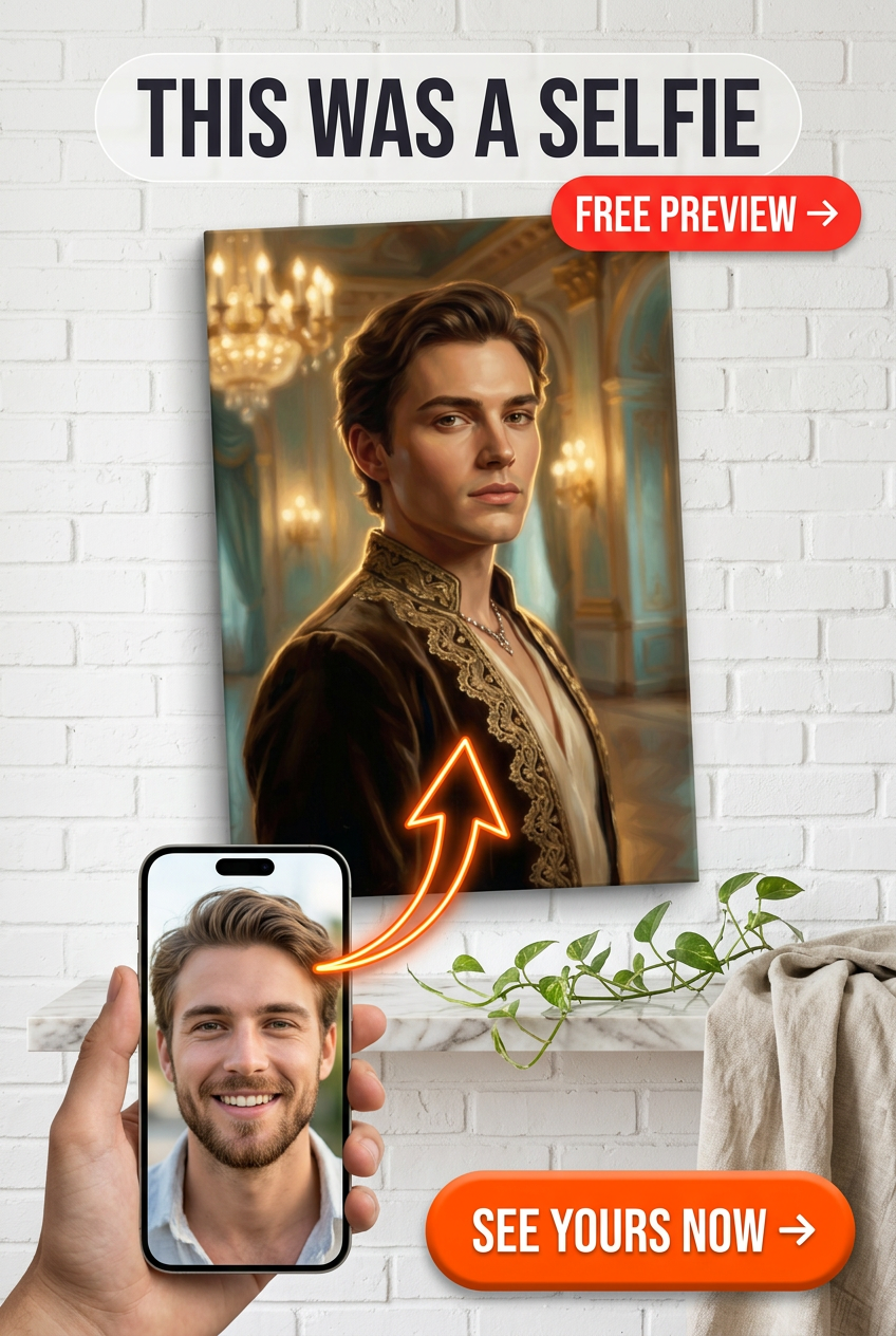 Custom Royal Man Portrait — Regal AI Art from Photo on Canvas