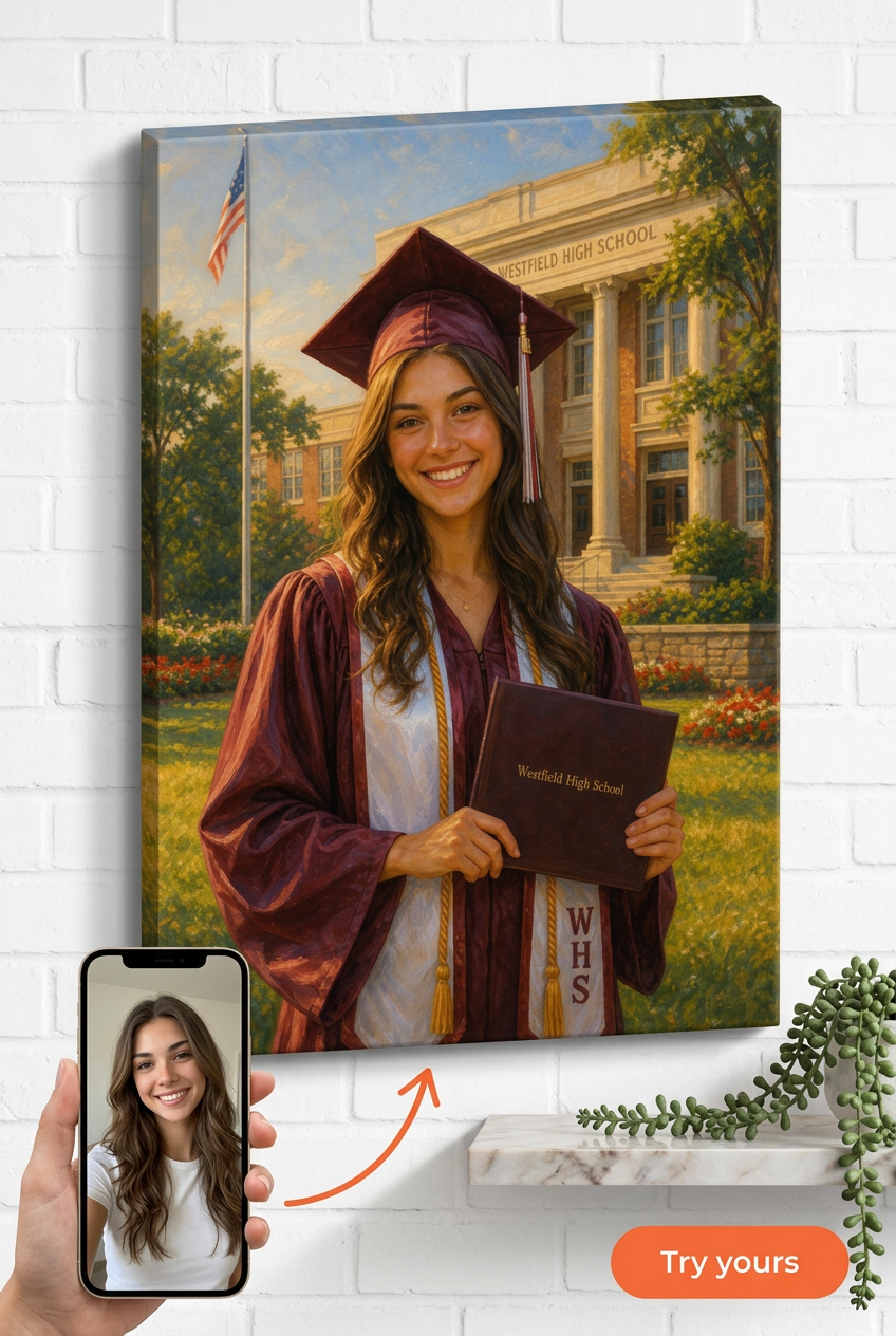 High School Graduation Custom Portrait from Photo | Personalized Gift