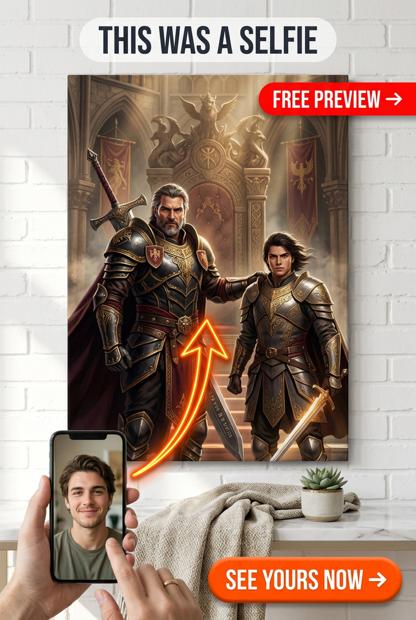 Custom Knight Portrait — Heroic Family Canvas from Photo