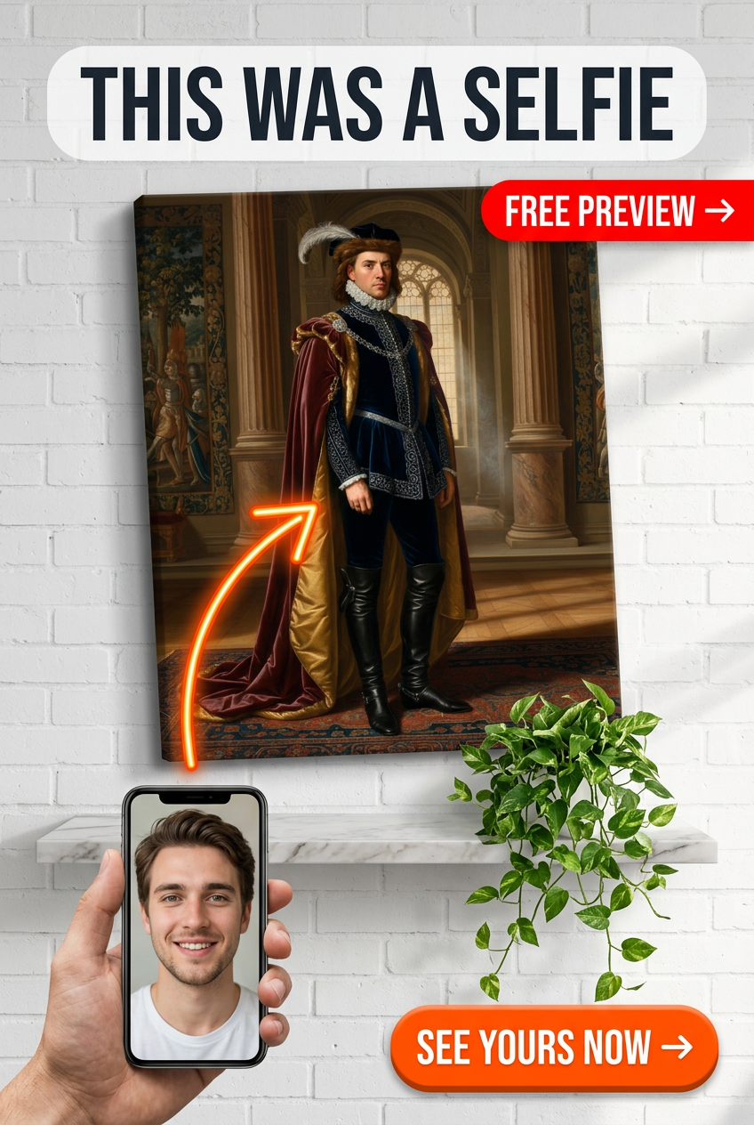 Custom Royal Man Portrait — Regal King Canvas from Photo