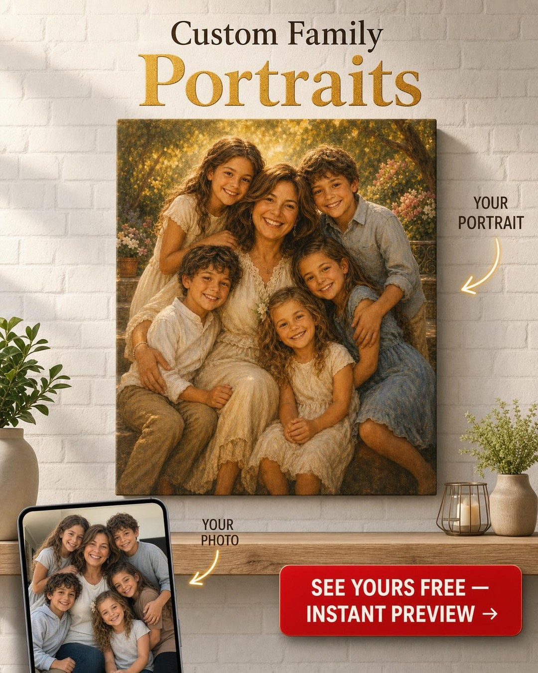 Best Aunt Ever Portrait — AI-regenerated portrait personalized with names