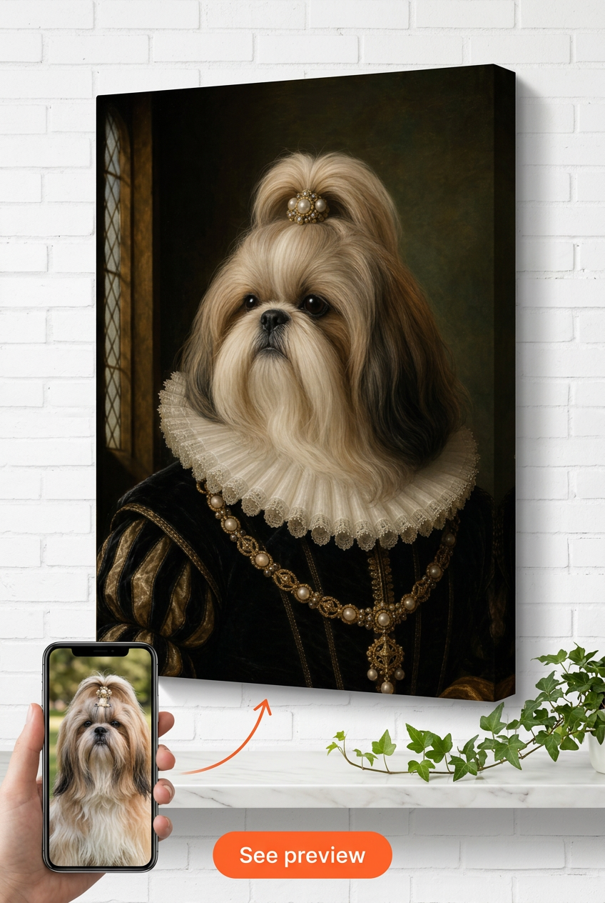 Custom Renaissance Dog Portrait — Regal Pet Canvas from Photo