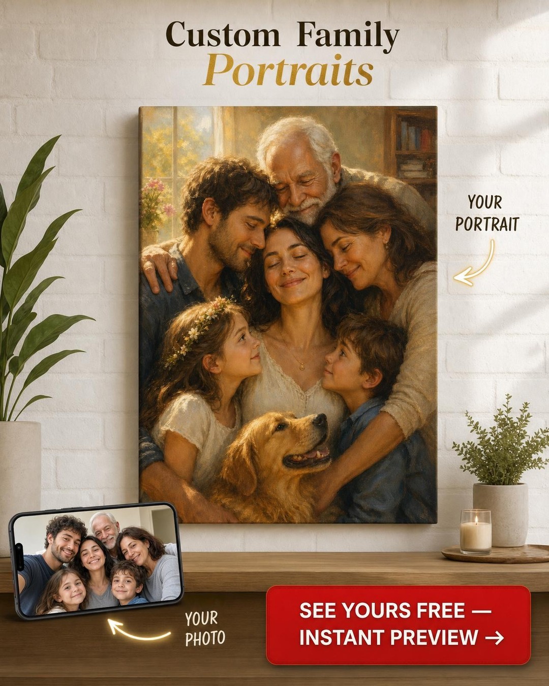 Custom GetWell Family Portrait — Healing Moments from Photo