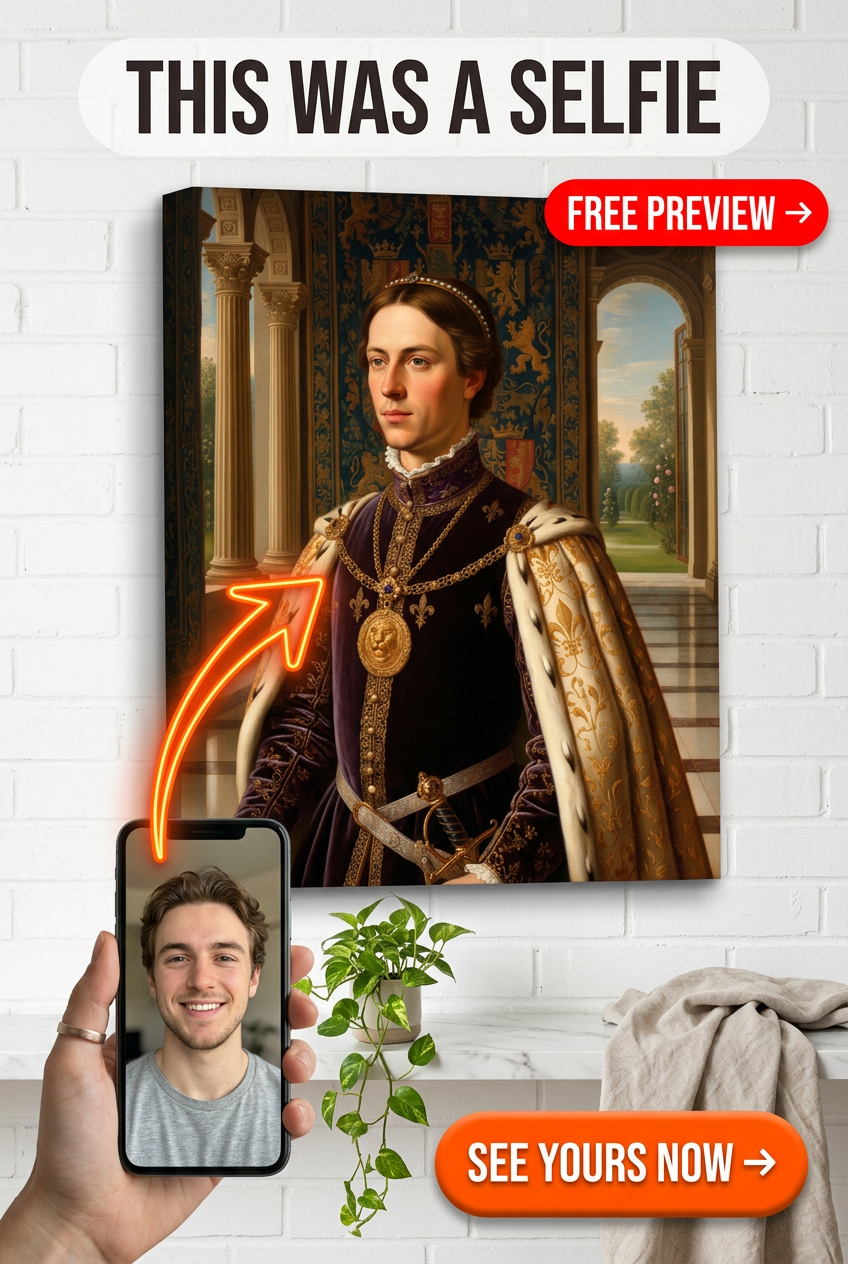 Custom Royal Man Portrait — Regal Throne Canvas from Photo
