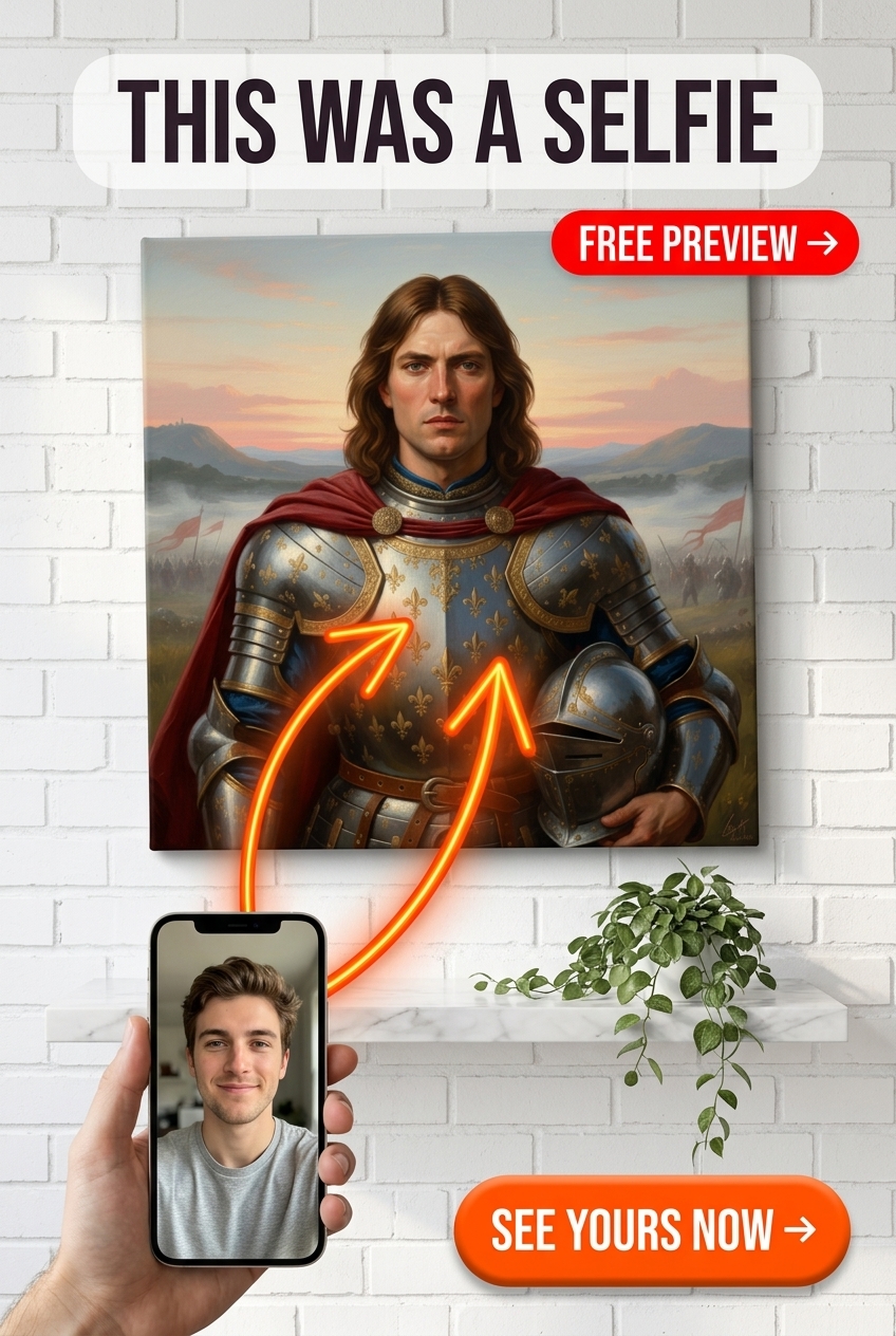 Custom Knight Portrait for Man — Heroic Armor Canvas