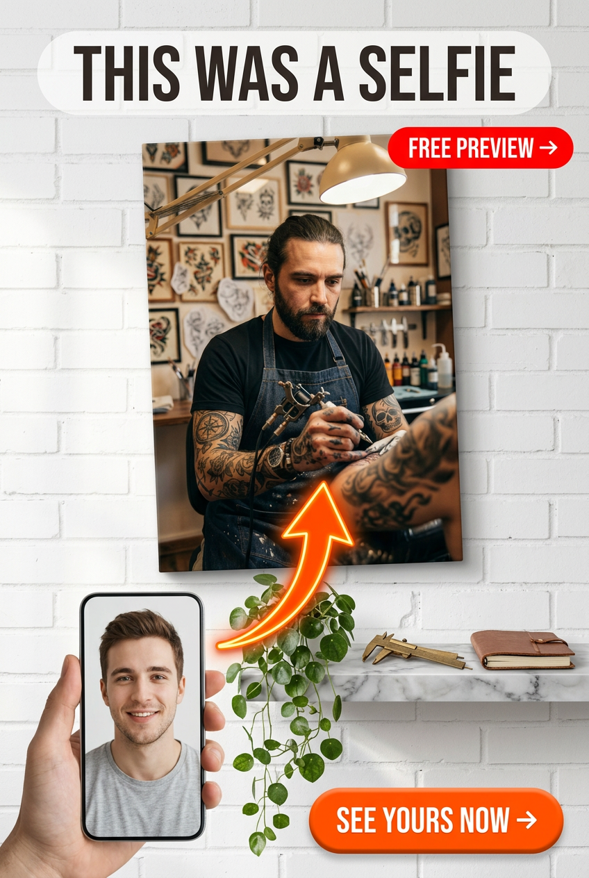 Creatief Tattoo Kunstenaar Aangepast Portret