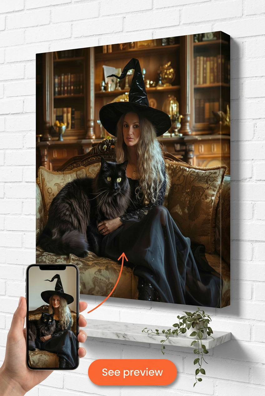 Witch-Themed Custom Portrait from Photo | Personalized Gift for Her
