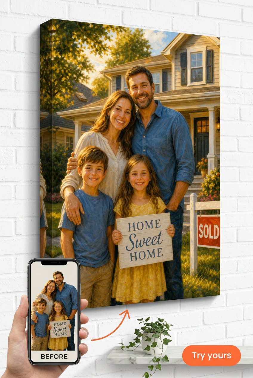 New Home Family Portrait Custom Portrait from Photo | Personalized Undefined Gift