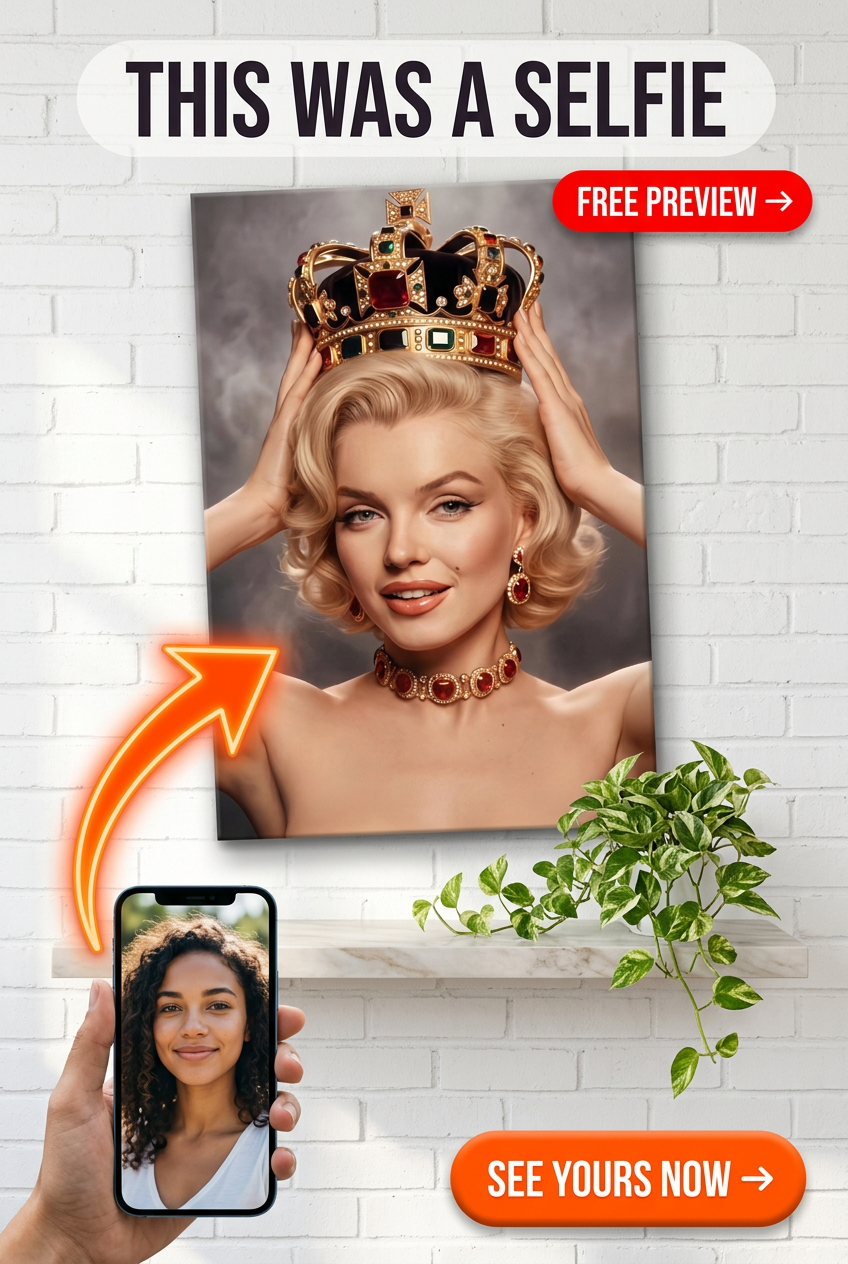 Custom Royal Woman Portrait — Regal Crown Canvas from Photo