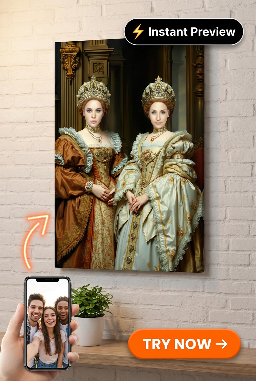 Royal-Themed Custom Portrait from Photo | Personalized Gift for Friends