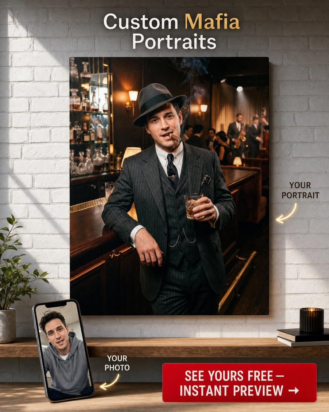 Ritratto Speakeasy Gentleman per Lui