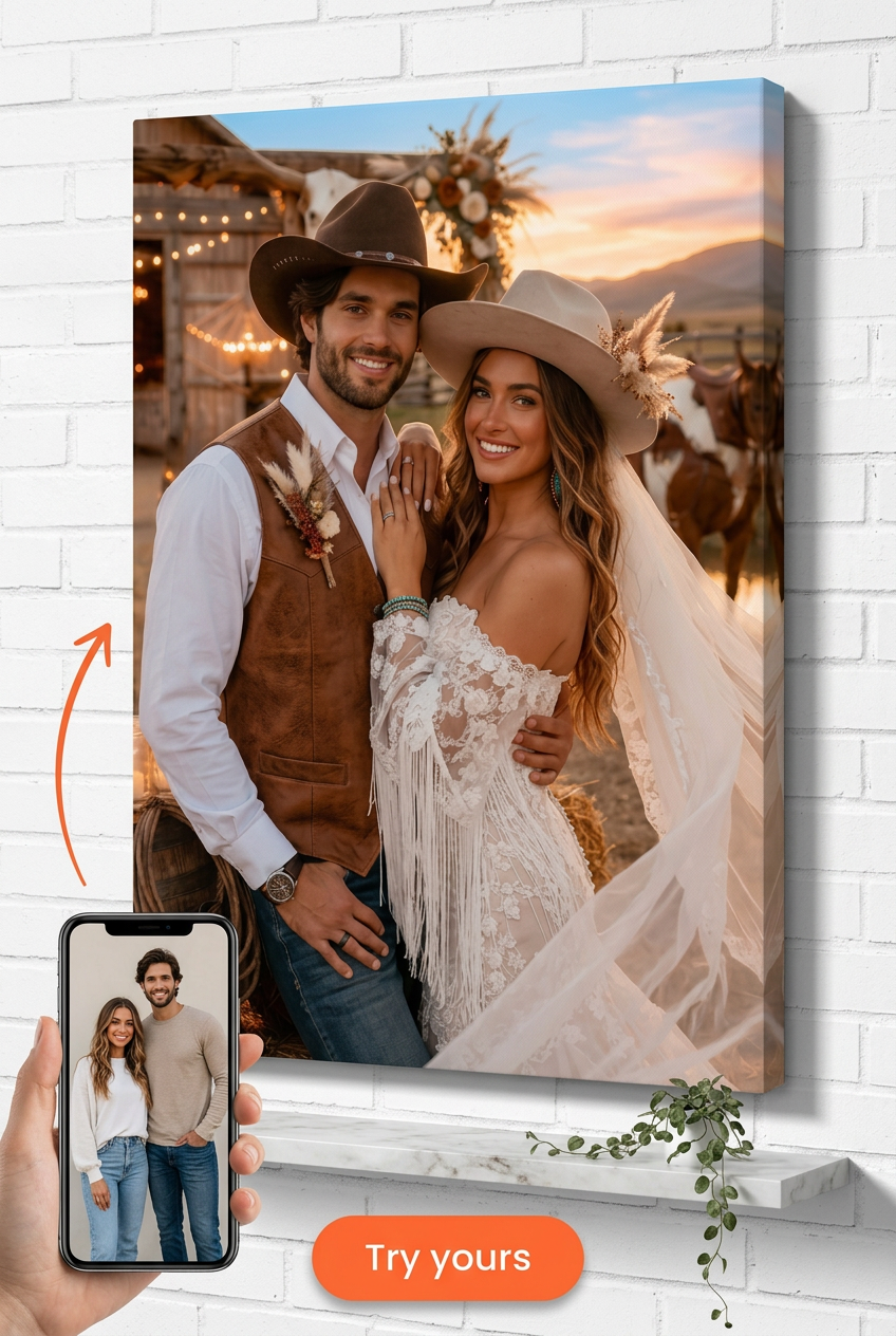 Wedding Western-Style Custom Portrait from Photo | Personalized Gift
