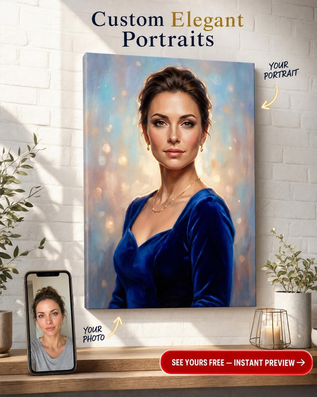 Custom Royal Woman Portrait — Regal Canvas